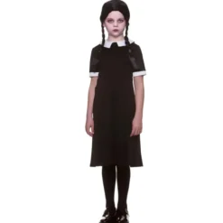 Wednesday pige kostume med paryk