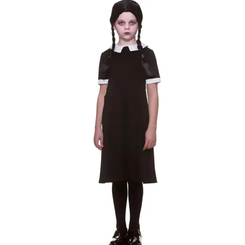 Wednesday pige kostume med paryk