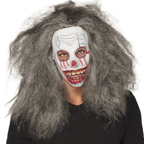 Zombie Klovnemaske med Hår